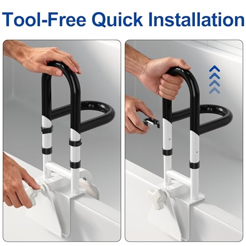 Adjustable Bathtub Safety Rail with Double Grip