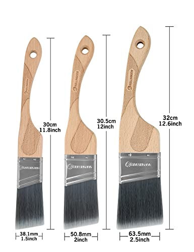 ROLLINGDOG 1.5", 2", 2.5" Paint Brushes for Walls - color: Soft Bristles（pack of 3）