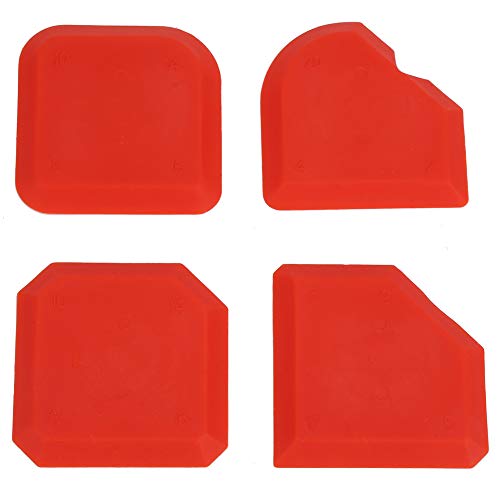 Caulking Tool Kit, Beauty Sewing Tool, 4 Pieces Caulk Tool Kit Sealant Silicone Finishing Tools for Bathroom Kitchen and Frames Sealant Seals (Red)