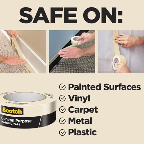 Scotch General Purpose Masking Tape, 2 Inch Wide, 1 Roll, 2050