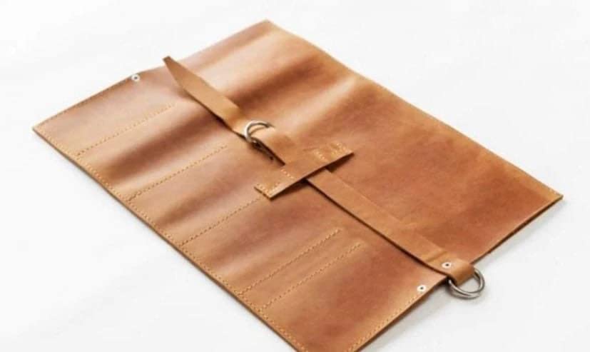 Leather Snap Tool Roll Up Bag with 6 Slots, Bonsai Tools Pocket Bag, Portable Carry Case for Bonsai Professionals, Salon Storage Organizer Pouch, Full Grain Leather, Handmade