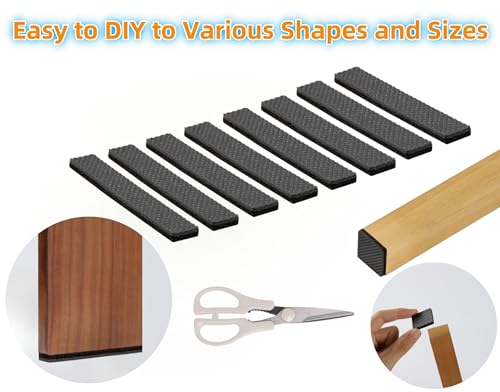 Non Slip Furniture Pads 1/2" x 3" Rubber Strips Self Adhesive Furniture Grippers Chair Leg Pads Rubber Chair Feet Anti Scratches Non Skid Furniture Pad Floor Protectors, 40 Pcs Rectangle - size: 0.5 x 3" Rectangle 40pcs