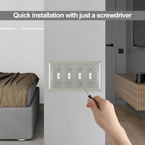 Metal Wall Plate for Electrical Outlets, Applicable to Quad Toggle - size: Quad Toggle