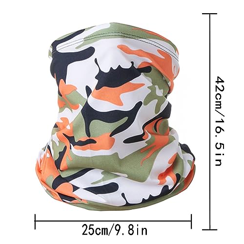 6 Pieces Summer Face Cover Scarf Mens Neck Gaiter For Men Women UV Protection Face Breathable Sun Protection Cycling Running - color: 2 Camouflage Sky Blue +2 Camouflage Army Ggreen +2 Camouflage Orange