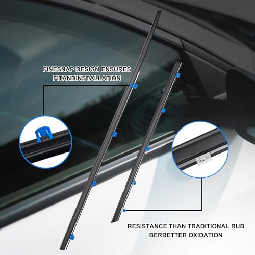 Window Molding Trim for 2012-2015 Honda Civic 4-Door Sedan | 4PCS Black Rubber Weatherstrip Seals, Replaces #72450-TR0-A01, High-rebound Buckle Design, Built-in Metal Layer - size: 2012-2015 Honda Civic