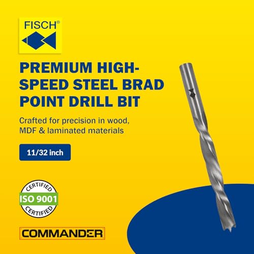 HSS Double Flute Brad Point Ground Wood Drill Bit for Woodworking, 11/32" | HSS Double Flute Brad Point Ground Wood Drill Bits Precision Drilling for Woodworking, Fast, Efficient, DIY & Professional - size: 11/32-Inch