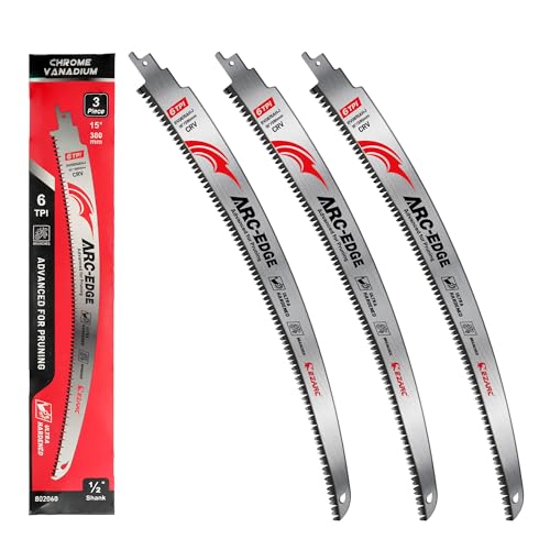 EZARC Arc Edge Reciprocating Saw Blades, 15-Inch 6TPI for Pruning, 3-Pack - size: 15 Inch