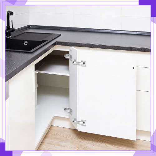 Peacoblue 170 Degree Soft Close Cabinet Hinge Replacement, Hidden Lazy Susan Hinge for Pie Cut & Bifold Doors, Heavy Duty Concealed Hardware for Frameless Corner Cabinets, Kitchen Cupboard
