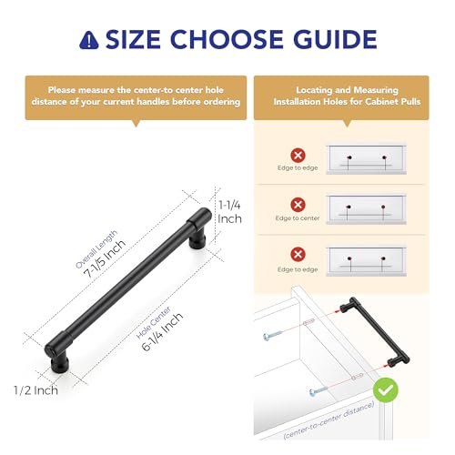 Ravinte Matte Black Kitchen Pulls Cabinet Handles 6-1/4 Inch 5 Pack - color: Matte Black, size: 6-1/4 Inches Hole Center