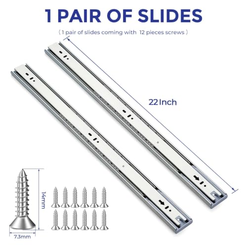 Ravinte Silver Soft Close Drawer Slides 22 Inch 1 Pairs 2 Pack - color: Silver, size: 22 Inch