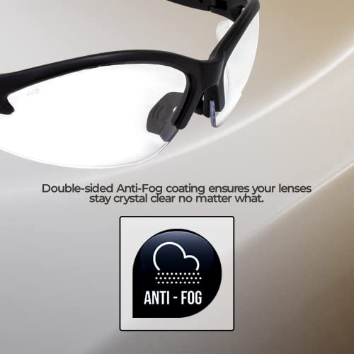Global Vision Cougar Safety Glasses Nurses Dental Assistant Glasses Shooting Glasses for Women Men Clear Lens (Black) - color: Black