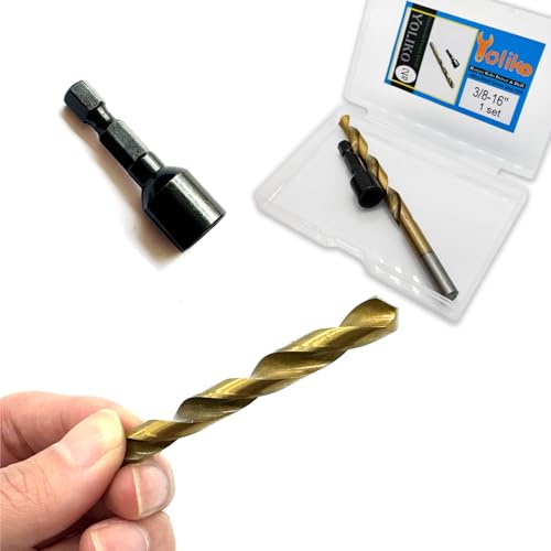 2 Pcs Hanger Bolt Driver and Drill, Alloy-Steel Driver with HSS Twist Drill for 3/8"-16 Double Headed Wood Screws Fully All Threaded Rod,Threaded Insert Hexagon Head Drivers and Drills Bits - size: Driver&Drill 3/8"