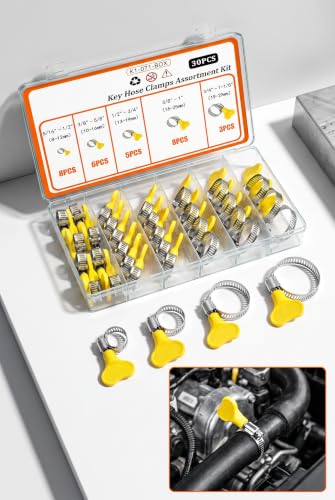 30 PCS Thumb Screw Hose Clamp for Fuel Lines 5/16" to 1 1/8" Yellow