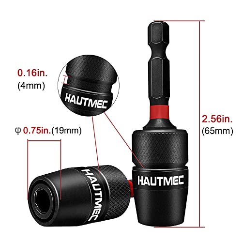 HAUTMEC Quick Release Impact Drill Bit Holder, Universal 1/4" Hex Screwdriver Bit Holder Extension, Shock Absorption & Stability, Solid Alloy Steel, One-Touch Quick Change – HT0162 - size: 1-Pack Quick Release Bit Holder