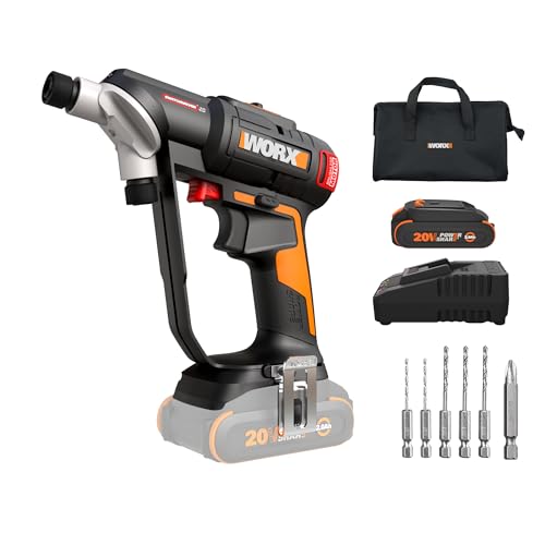 WORX Cordless Drill Driver, 20V 445 in·lb Brushless Power Drill Driver, Powerful Drilling and Driving, 2-in-1 Design, Intelligent Digital Display, Battery and Charger Included, PowerShare - style: 20V SwitchDriver Drill 2.0(Battery & Charger Included)