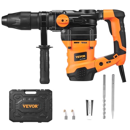 VEVOR 1-9/16 Inch SDS-Max Rotary Hammer Drill, 13Amp Corded Drills, Heavy Duty Chipping Hammers w/Vibration Control & Safety Clutch, Electric Demolition Hammers Variable Speed, Power Tool For Concrete - size: 1-9/16 in