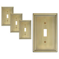 4-Pack Zinc Alloy Single Toggle Light Switch Cover Plate, Solid Wall Plate - color: Antique Brass, size: 1 Toggle 4PK