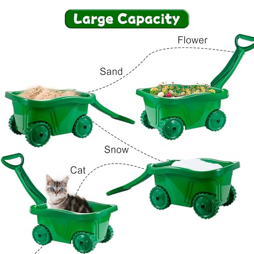 Kids Gardening Tools with Outdoor Yard Wheelbarrow Set Toys, Ages 3+ | Shovel Rake and Trowel, Summer Outdoor Weeds Yard Digging Play, Easter Birthday Gift for Boys Girls Age 3+Years Old - color: Green-4pcs