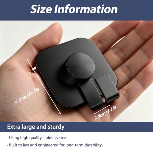 Aikzik 4 Pack Large Heavy Duty Wall Hooks - 26lb Max, Stainless Steel Adhesive Towel Hooks for Hanging Coat, Towel, Robe, Keys, Sticky Shower Hook for Door, Home, Bathroom, Kitchen, Office- Black - color: Black
