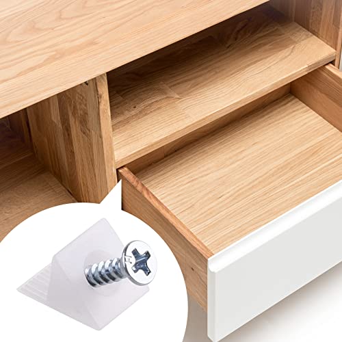 Canomo 100 Packs Fixing Mending Wedges 90 Degree Drawer Plastic Angle Code Bracket for Furniture Chest Drawer Bottom Repair with Screws, 14.5x13.5x9.5mm - size: 14.5x13.5x9.5mm