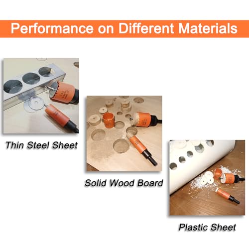 Hole Saw Kit for Wood Metal Plastic, Bi-Metal Cutter Set, 10PCS - color: Orange