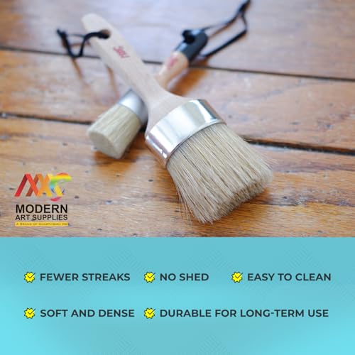 Chalk and Wax Paint Brushes, 5 Pcs Furniture Wax Brush, Natural Bristle