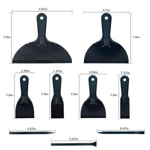 12 PCS Plastic Putty Knife Set with 6 Flexible Filler Knives 6 Scrapers for Spackling, Repairing Drywall, Removing Wallpaper, Applying Mud and Plaster
