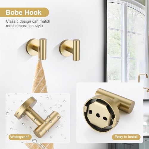 TQKAG 8-Pieces Bathroom Hardware Set, Brushed Gold Towel Bar Set 23.6 Inch - color: Brushed Gold, size: 8-Pieces Set