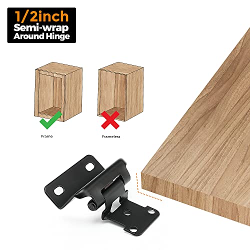 Ravinte Black Kitchen Cabinet Hinges, Semi Wrap 1/2 Inch Overlay, 50 Pack - size: Semi Wrap 1/2 inch