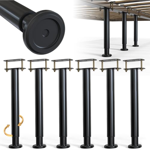 6Pcs Bed Frame Support Leg, Adjustable 14" to 23.6", Increase Under-Bed Storage Space, Extra Sturdy Steel Bed Risers with Wider Rubber Base, More Stable - size: 14"-23.6" (6pcs)