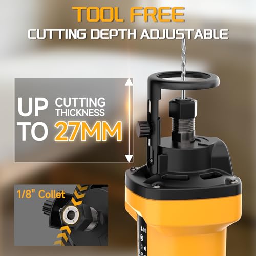 Brushless Drywall Cut-Out Tool Compatible with Dewalt 20V Battery (Tool Only), Cordless Drywall Rotary Saw, 28000 RPM, 6 Speed Adjust, Depth Adjust, 1/8" Quick Bit Change, Cutting Tool for Drywall