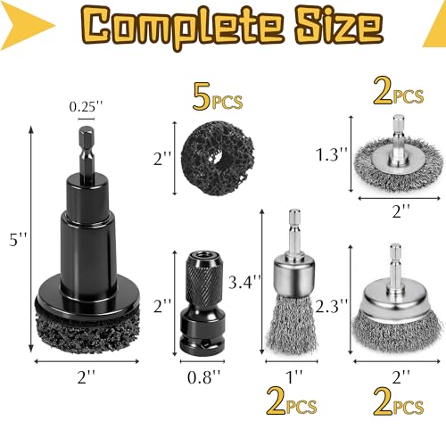 Wheel Hub Cleaning Tool, Brake Rotor Resurfacing Kit - 5 Pads & Coarse Carbon Steel Crimping Wire Wheel Brush, Rust Removal Tool for Car Repair