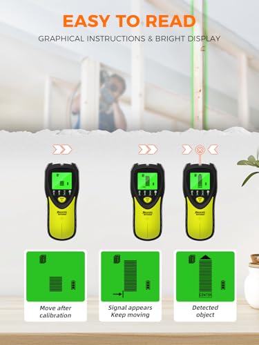 Mecurate 5-in-1 Stud Finder Wall Scanner for Studs, Metal & Live AC Wires - color: Green