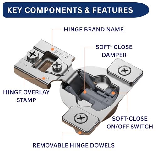 Burks 30 Pack 1/2" Overlay Soft Close Face Frame Cabinet Hinges - size: 1/2'' Overlay
