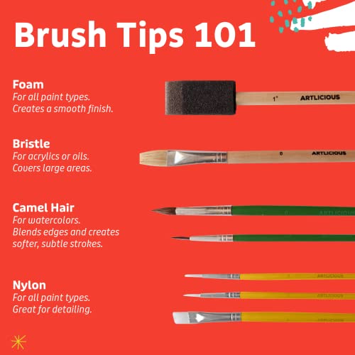 Artlicious Craft Paint Brushes Set for Kids, Acrylic Painting, 25 Pack - style: 25 Pack