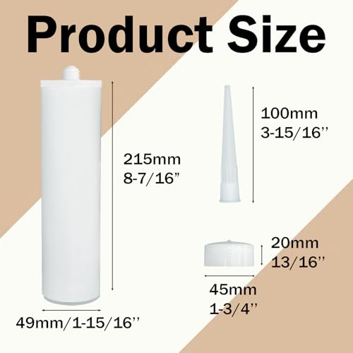 Empty Caulk Tubes, 8 Pack 10 oz Refillable Caulking Tubes for Standard Caulking Guns, Caulk Tube for Repair Cracks, Tiles, Seal Leaks (8)