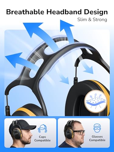 Dr.meter Ear Protection Ear Muffs, C06 Safety Earmuffs for Adults Kids - color: Black Orange
