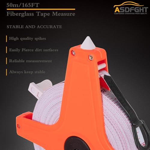 Open Reel Tape Measure 165 Feet, Fiberglass Tape Measure, Yard Measuring Tape Fit for Sports Field, Outdoor, Engineer,Track, Durable Dual-Sided Measuring Reel with Feet and Meters (1/2') - size: 50 m