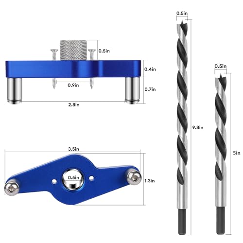 Floating Shelf Installation Dowel Jig Kit with 1/2 x 9.8'' &1/2 x 5''Bit,Mantle Straight Hole Drill Guide for Hidden Shelf Bracket,Self Centering Doweling Drill Jig for Invisible Shelf Hardware (Blue) - color: Blue