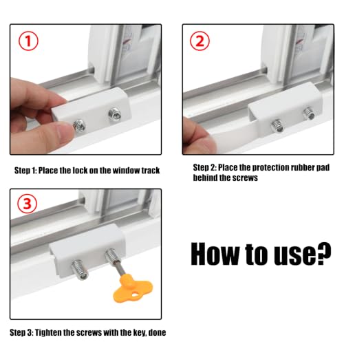 4 Sets Sliding Window Locks, Sliding Door Lock with Keys, White - color: White