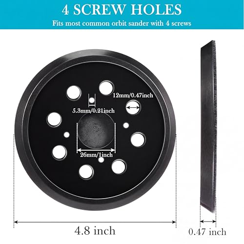 Mudder 2 Pcs 5 Inch 8 Hole Hook and Loop Orbital Sander Replacement Pad