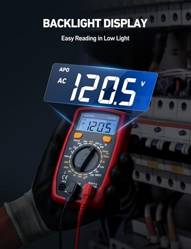 AstroAI Digital Multimeter Tester 2000 Counts with DC AC Voltmeter and Ohm Volt Amp Meter; Measures Voltage, Current, Resistance, Continuity and Diode, Black - color: Black