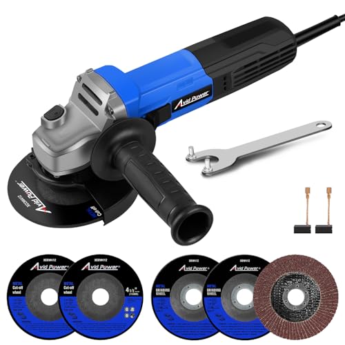 AVID POWER Angle Grinder, 7.5-Amp 4-1/2 inch Electric Grinder Power Tools with Grinding Wheels, Cutting Wheels, Flap Disc and Auxiliary Handle for Cutting, Grinding, Polishing and Rust Removal - Blue - color: Blue