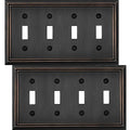 OKAWYC Quadruple Toggle Light Switch Cover Adler Metal Wall Plate, 2-Pack Aged Bronze 2 Gang, Light Switch Cover Decorative Wallplate, Durable - style: 4 Toggle 2PK