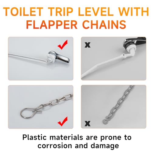 Joyrain Universal Front-Mount Toilet Replacement Kit, Toilet Flush Tank Rod with Stainless Steel Flapper Chain, Compatible with Most Front-Mount Toilets (Chrome (Brushed Nickel Rod), 1-Pack)