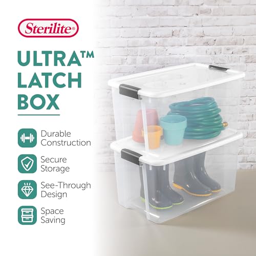 Sterilite Ultra Latch Box with Lids for Home and Office, 70 Quart, 8-Pack - size: 70 Quart