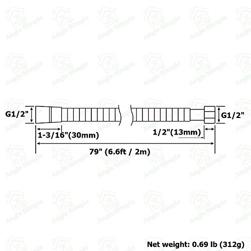 Angle Simple Replacement Handheld Shower Hose 79", 1/2" IPS, Brushed Nickel - color: Brushed Steel, size: 79 Inch