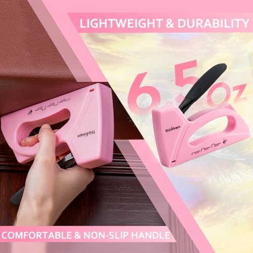 Pink Staple Gun for Crafting Projects, Light Duty Staple Gun for Wood - color: Pink
