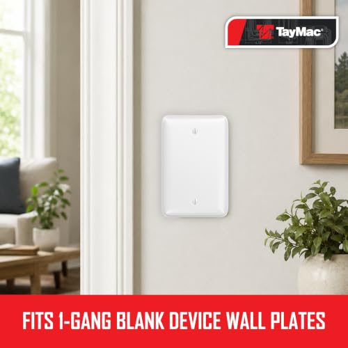 TayMac WMW-B 1-Gang White Smooth Metal Maxi Blank Wall Plate WMW-B, Outlet Cover Wall Plate with Screws, Electrical Outlet Cover Plate for 1 Device - style: White Smooth