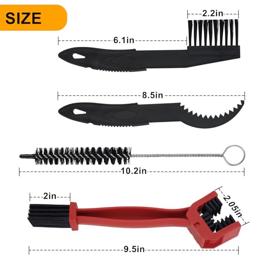 6-Piece Bike Chain Cleaner Kit with 3 Brushes & Cleaning Tools - for MTB, Motorcycle, E-Bike - Rust Removal & Maintenance